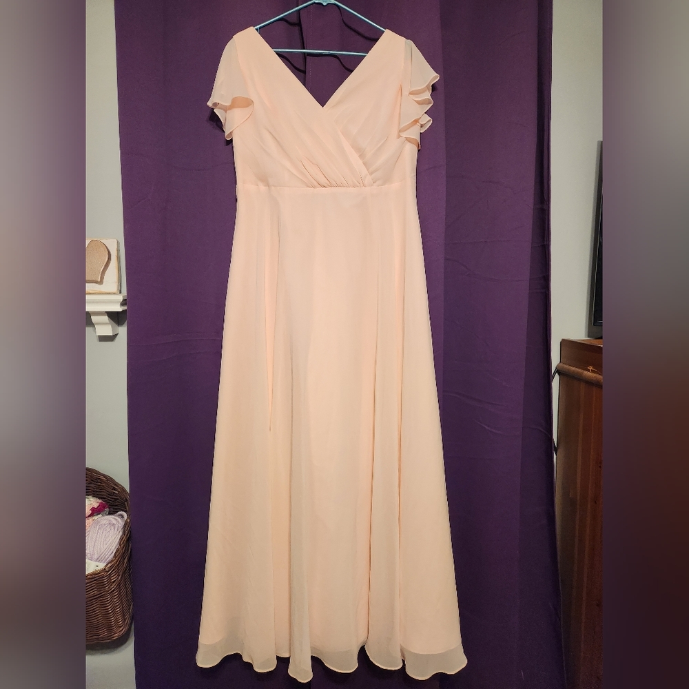 Chiffon flutter sleeve formal dress size 16